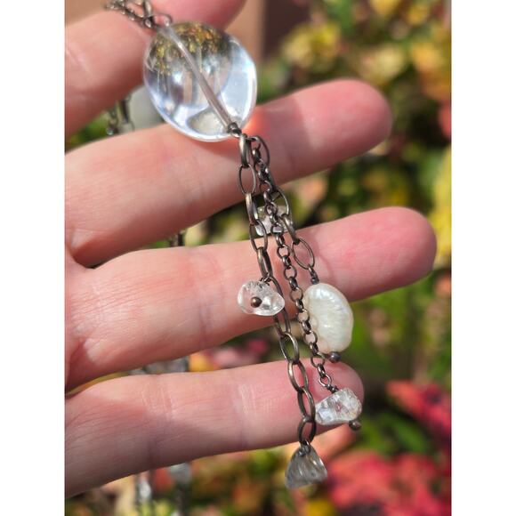 Vintage N1492 Retired Silpada Sterling Silver Crystals & Pearls Necklace, 35" - Picture 3 of 10